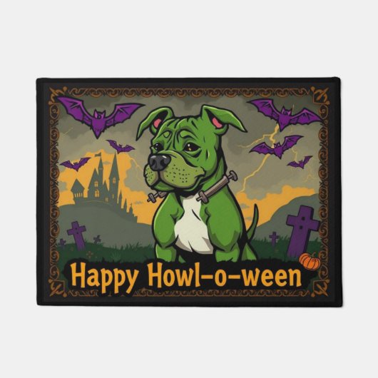 Pitbullstein Frohes Howl-o-ween Fußmatte (Vorderseite)