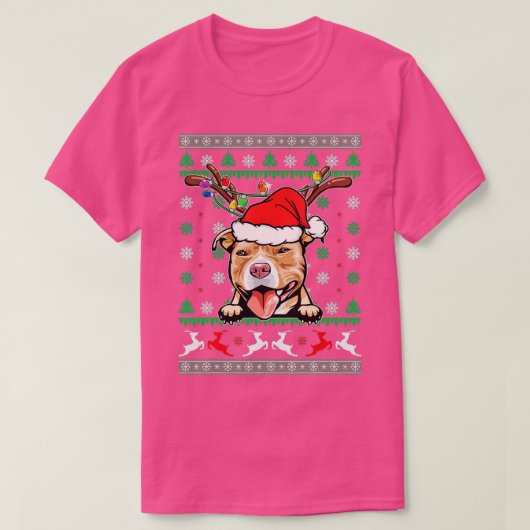 Pitbuls Christmas Ugly Sweater Funny Pit Bull Lieb T-Shirt (Design vorne)