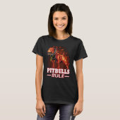 Pitbuls Rule Hell Fire Pitbull Hund T-Shirt (Vorne ganz)