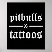 Pitbuls und Tattoos Funny Tattooed Hunde Eigentüme Poster (Vorne)