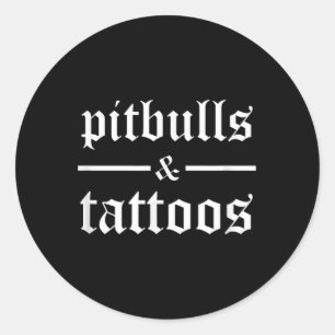Pitbuls und Tattoos Funny Tattooed Hunde Eigentüme Runder Aufkleber