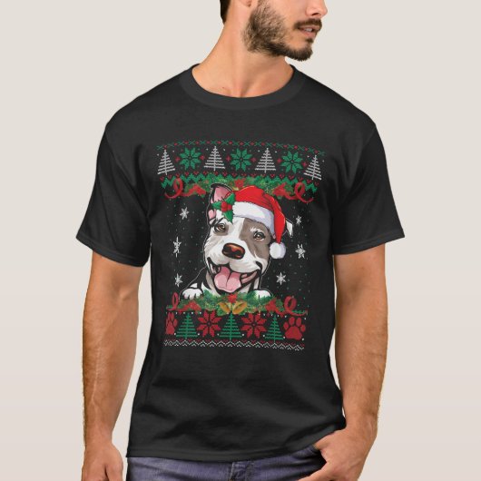 Pitbuls Weihnachten Ugly Sweater Funny Dog Lover X T-Shirt (Vorderseite)