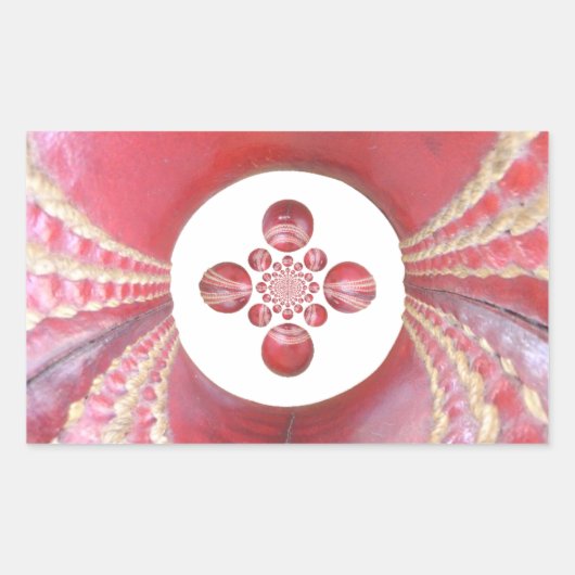 Pitch Kaleidoskop: Cricket Balls The Game's Heart Rechteckiger Aufkleber (Vorderseite)