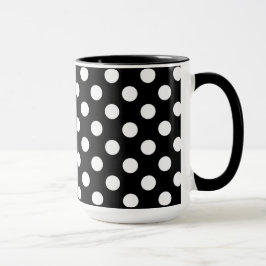 Pitch-Schwarz-Weiß-Polka-Punkte Tasse