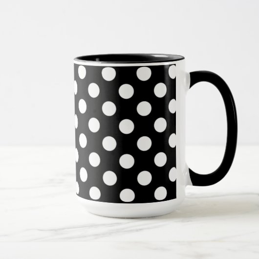 Pitch-Schwarz-Weiß-Polka-Punkte Tasse (Rechts)