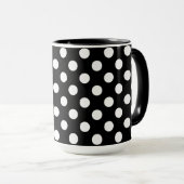 Pitch-Schwarz-Weiß-Polka-Punkte Tasse (VorderseiteRechts)