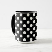 Pitch-Schwarz-Weiß-Polka-Punkte Tasse (Vorderseite Links)