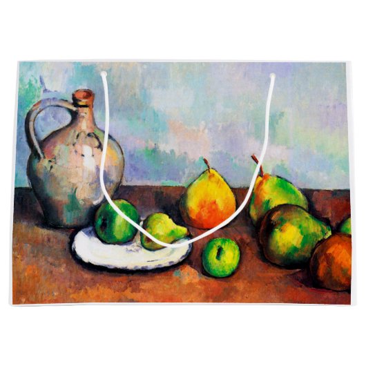 Pitcher and Fruit, Paul Cezanne Große Geschenktüte (Vorderseite)