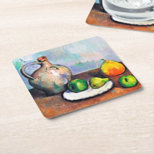 Pitcher and Fruit, Paul Cezanne Rechteckiger Pappuntersetzer (angewinkelt)