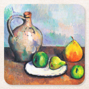 Pitcher and Fruit, Paul Cezanne Rechteckiger Pappuntersetzer