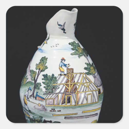 Pitcher, der den Bau eines Quadratischer Aufkleber (Vorderseite)