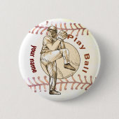 Pitcher Play Baseball Button (Vorderseite)