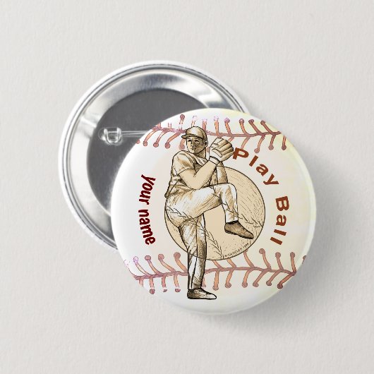 Pitcher Play Baseball Button (Vorne & Hinten)