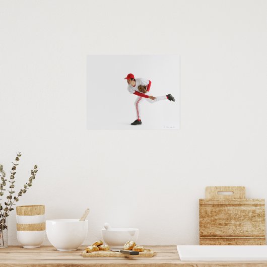 Pitcher Throwing Baseball Poster (Küche)