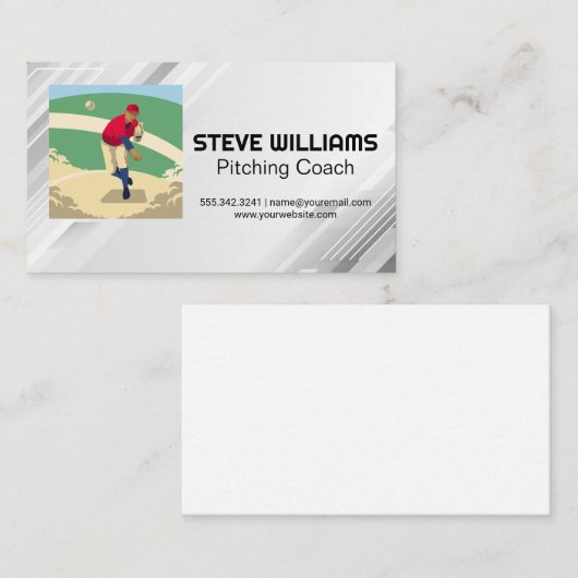 Pitcher Throwing Baseball Visitenkarte (Vorne/Hinten)