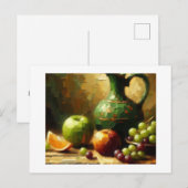 Pitcher, Trauben und Äpfel Postkarte (Vorne/Hinten)