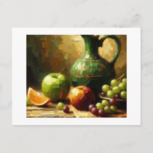 Pitcher, Trauben und Äpfel Postkarte (Vorderseite)