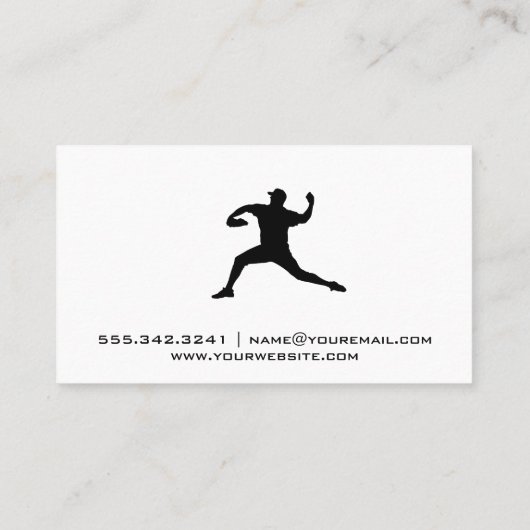 Pitching Mound | Pitcher-Throwing-Ball-Logo Visitenkarte (Rückseite)