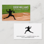 Pitching Mound | Pitcher-Throwing-Ball-Logo Visitenkarte (Vorne/Hinten)