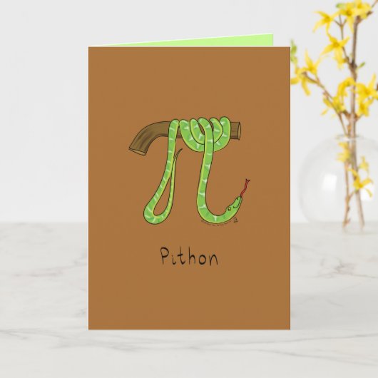 Pithon Python Snake - Pi Day Math Grußkarte Karte (Gelbe Blume)