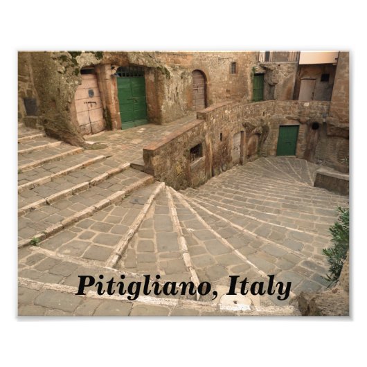 Pitigliano Italien Grüne Türen Schöne Kunst Fotodruck (Vorne)