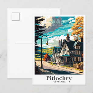 Pitlochry Scotland Art Vintage Reisevorführung Postkarte