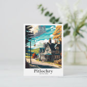 Pitlochry Scotland Art Vintage Reisevorführung Postkarte (Stehend Vorderseite)