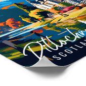 Pitlochry Scotland Vintage Illustration Poster (Ecke)