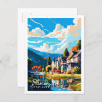 Pitlochry Scotland Vintage Illustration