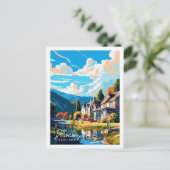 Pitlochry Scotland Vintage Illustration Postkarte (Stehend Vorderseite)