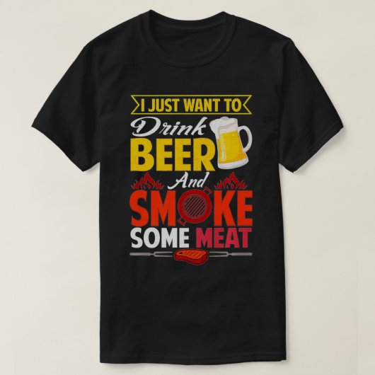 Pitmaster Gift T-Shirt Drink Bier Rauch Fleisch GR (Design vorne)