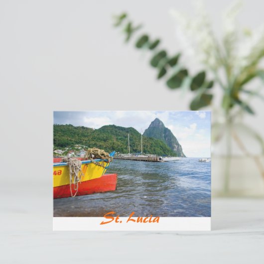 Pitons, Soufriere St Lucia Postkarte (Stehend Vorderseite)