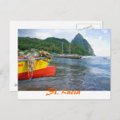 Pitons, Soufriere St Lucia Postkarte (Vorne/Hinten)