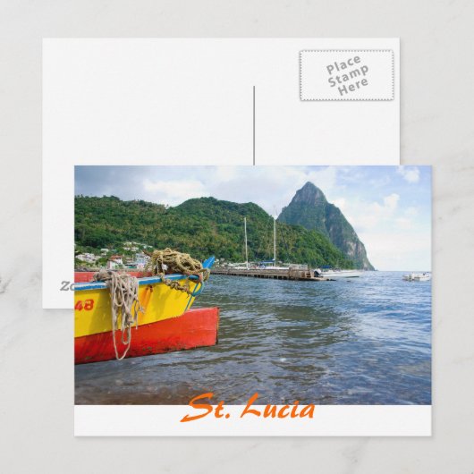 Pitons, Soufriere St Lucia Postkarte (Vorne/Hinten)