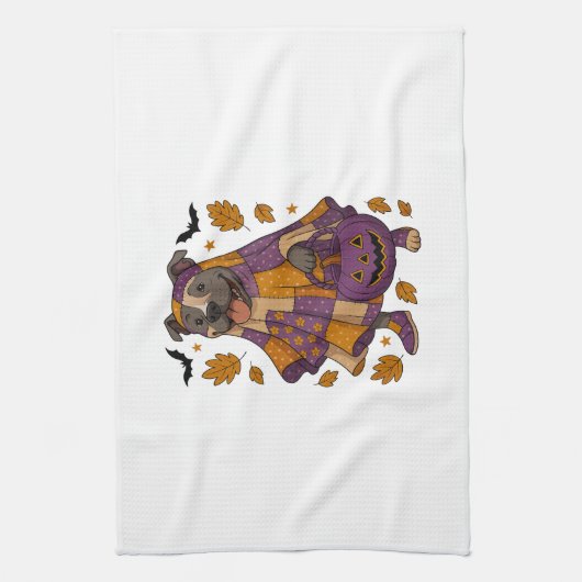 Pitpull Dog Ghost Halloween Geschirrtuch (Vertikal)
