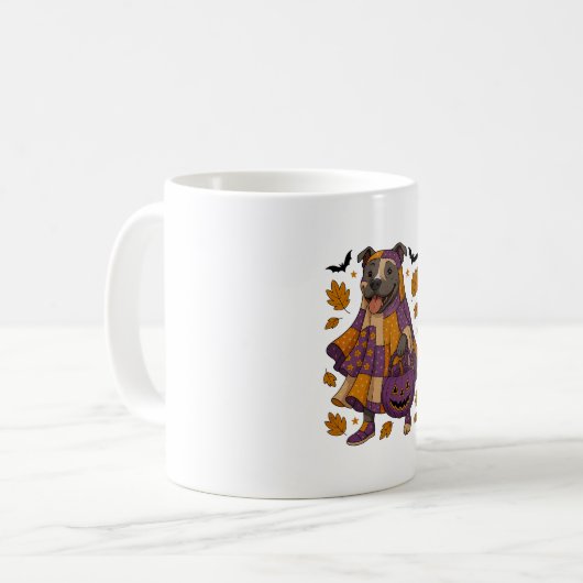 Pitpull Dog Ghost Halloween Kaffeetasse (Vorderseite Links)