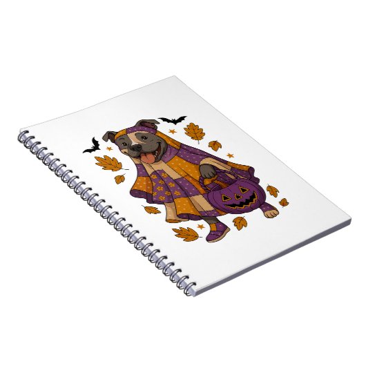Pitpull Dog Ghost Halloween Notizblock (Rechte Seite)