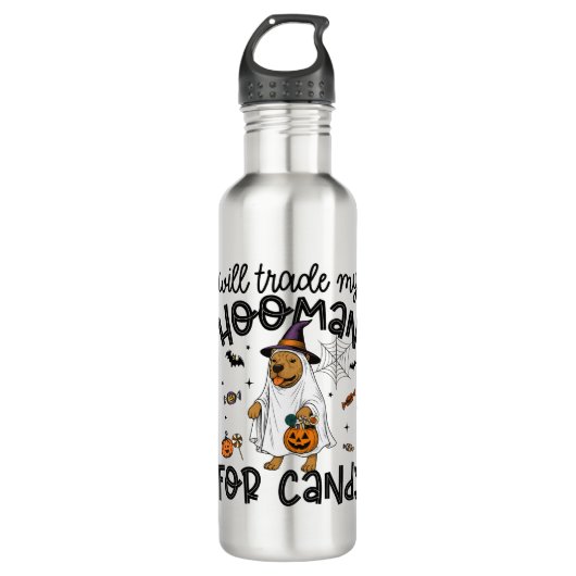 Pitpull Dog Halloween Ghost Spooky Edelstahlflasche (Vorderseite)