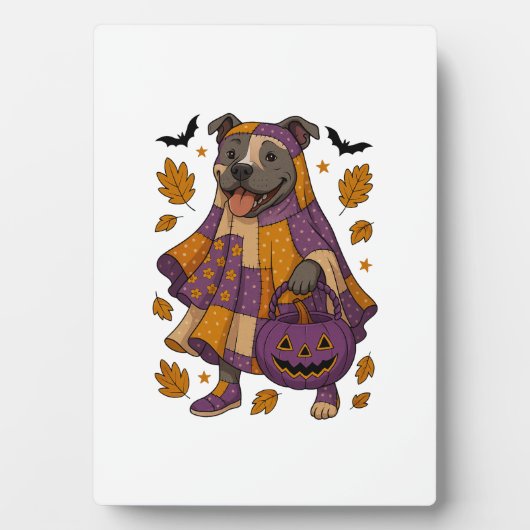 Pitpull-Hund-Geist Halloween Fotoplatte (Vorderseite)