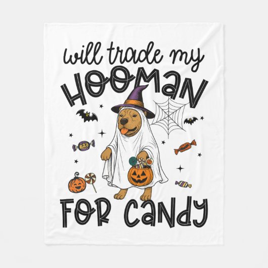 Pitpull-Hund Halloween Geist Gruselig Fleecedecke (Vorderseite)