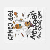 Pitpull-Hund Halloween Geist Gruselig Fleecedecke (Vorderseite (Horizontal))