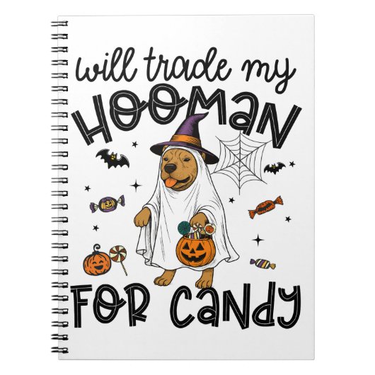 Pitpull-Hund Halloween Geist Gruselig Notizblock (Vorderseite)