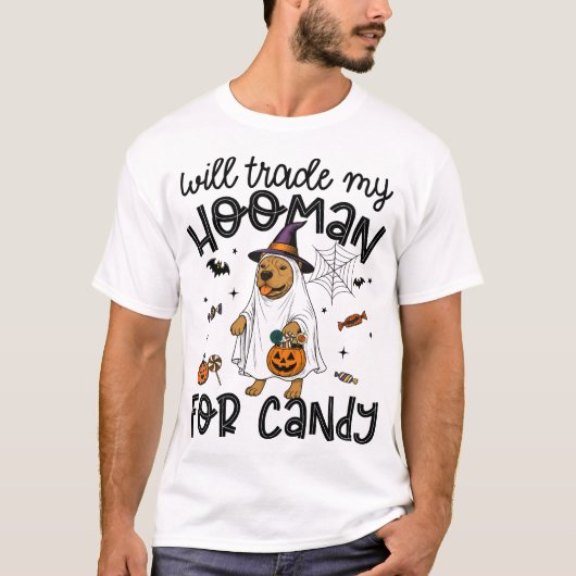 Pitpull-Hund Halloween Geist Gruselig T-Shirt (Vorderseite)