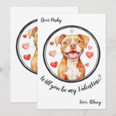 Pittbull für den Valentinstag Feiertagskarte (Vorne/Hinten)