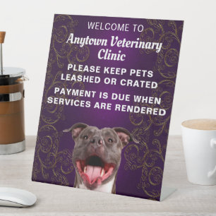 Pittbull Veterinary Willkommen Sockelschild