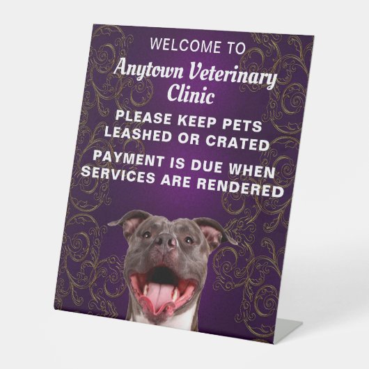 Pittbull Veterinary Willkommen Sockelschild (Vorderseite)