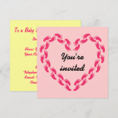 Pitter-Patter mit kleinen Fußabdrucken (Pink) Einladung (Vorne/Hinten)