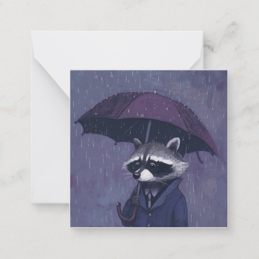 Pitter-Patter & Pages: Raccoon Rainy Day Erinnerun Mitteilungskarte (Vorderseite)