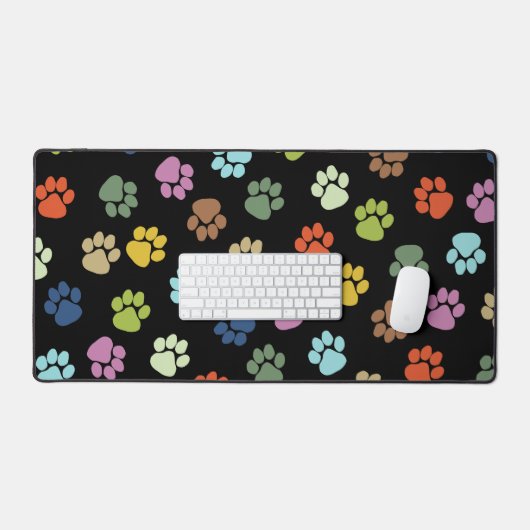 Pitter Patter Paws auf schwarz Schreibtischunterlage (Tastatur & Maus)