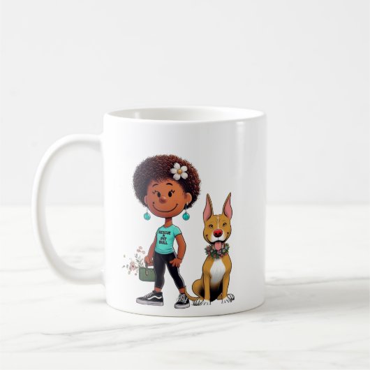Pittie als Blume Tasse (Links)